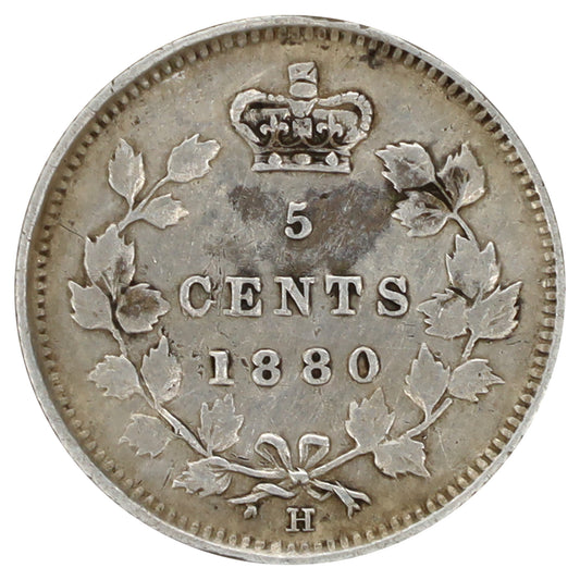1880H Obv. 3 Canada 5-cents Very Fine (VF20) Scratched, marks, or impaired
