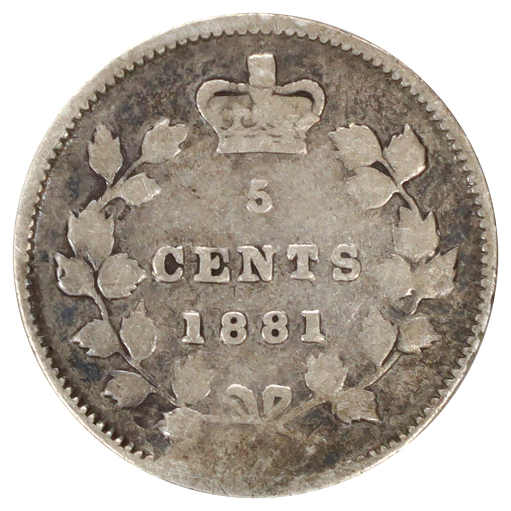 1881H Canada 5-cents VG-F (VG10) Scratched, marks, or impaired
