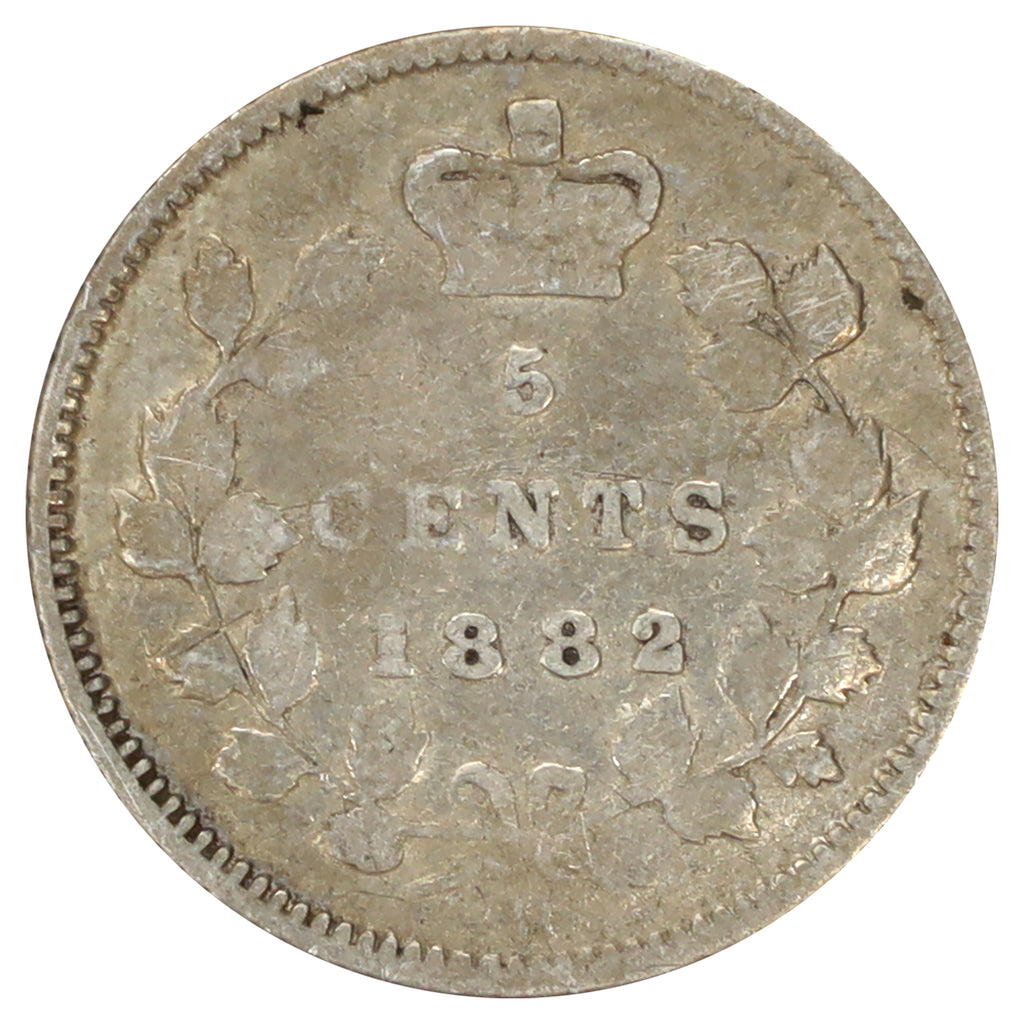 1882 Canada 5-cents VG-F (VG10) Scratched, marks, or impaired