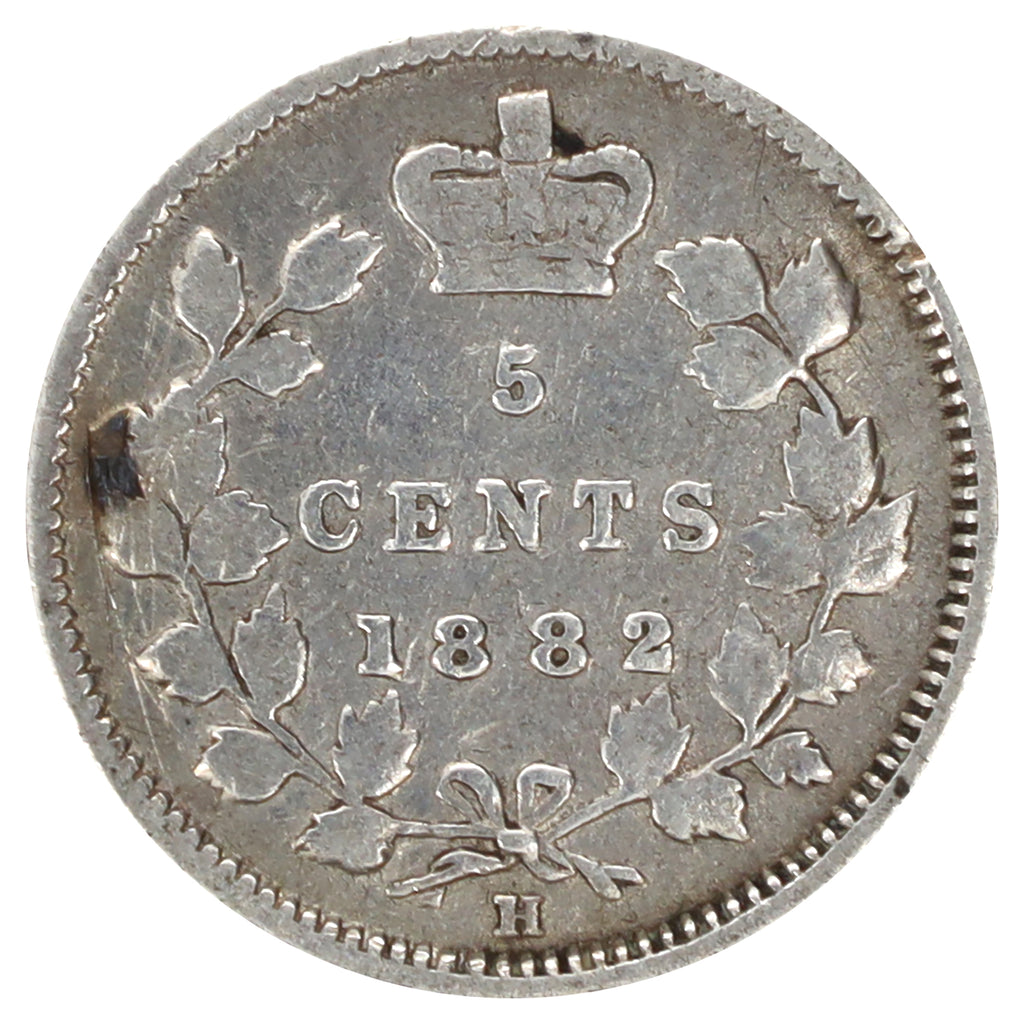 1882H Canada 5-cents Very Good (VG8) Scratched, marks, or impaired