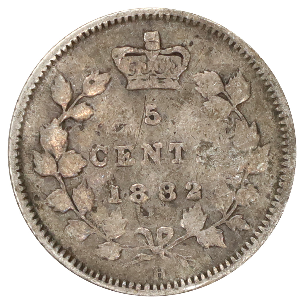 1882H Canada 5-cents G-VG (G6) Scratched, marks, or impaired