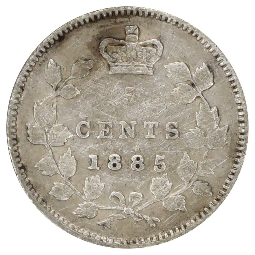 1885 Small 5 Canada 5-cents F-VF (F15) Scratched, marks, or impaired