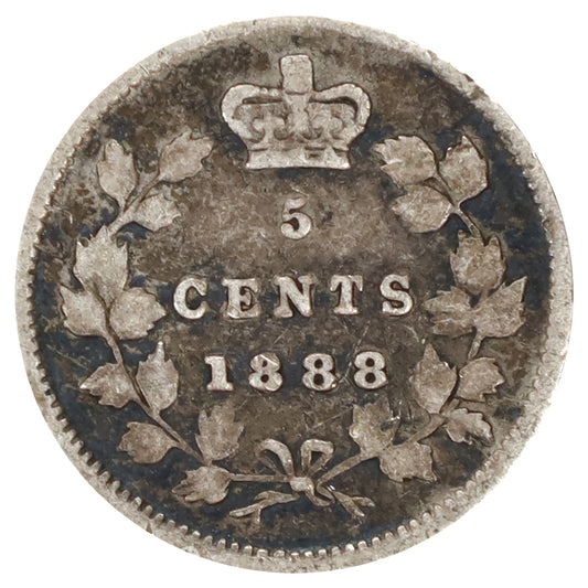 1888 Canada 5-cents Very Good (VG8) Scratched, marks, or impaired