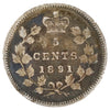 1891 Obv. 2 Canada 5-cents VG-F (VG10) Scratched, marks, or impaired