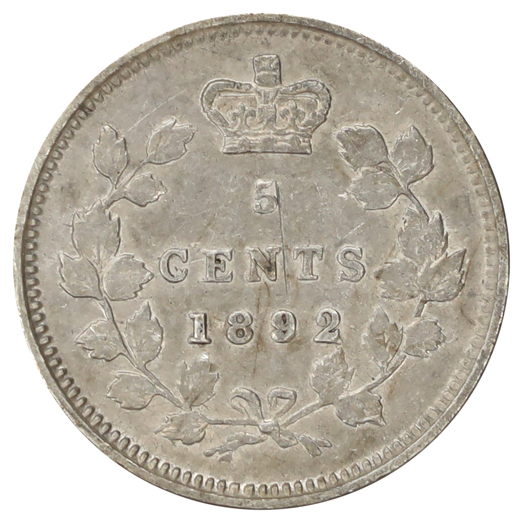 1892 Canada 5-cents Extra Fine (EF40) Scratched, marks, or impaired