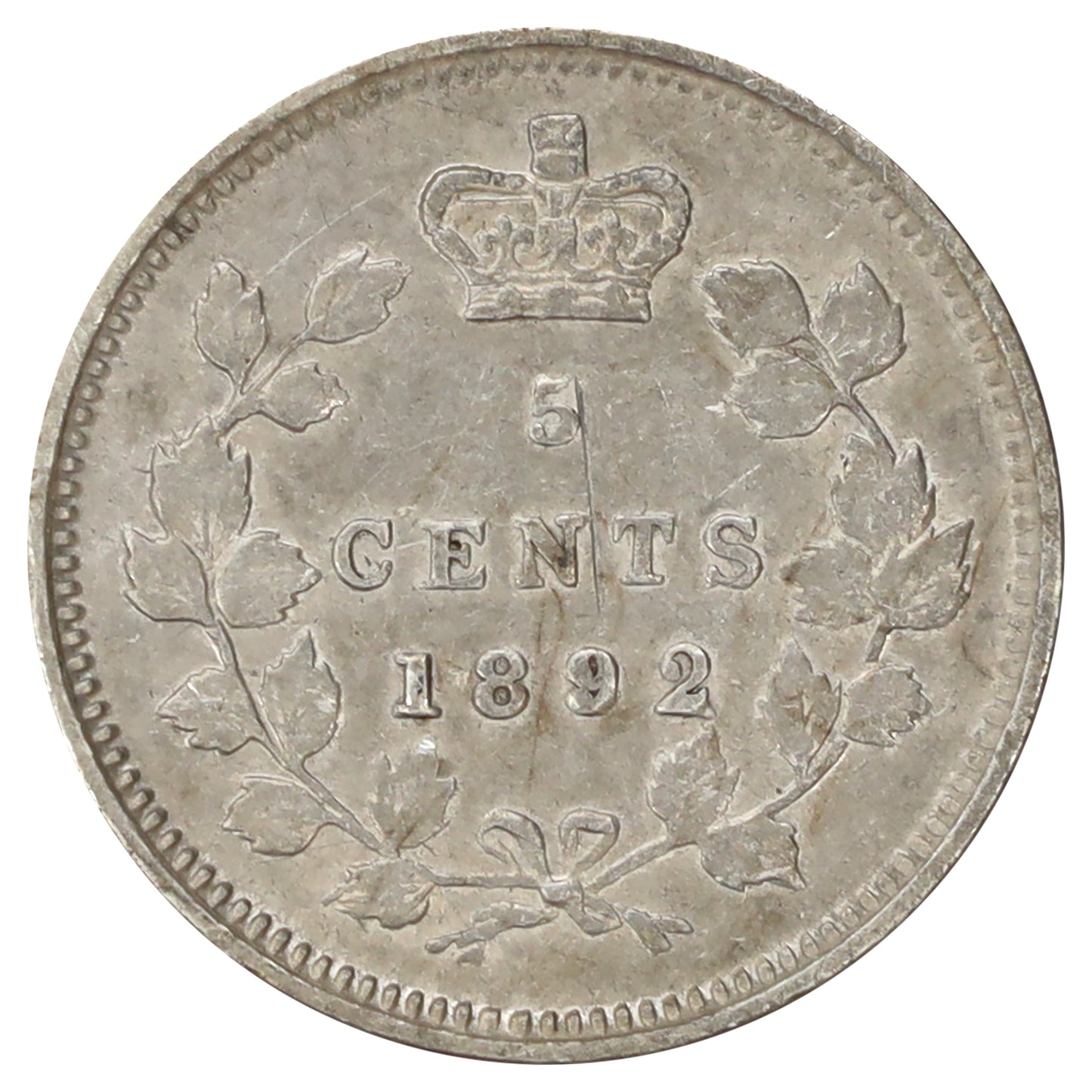 1892 Canada 5-cents Extra Fine (EF40) Scratched, marks, or impaired