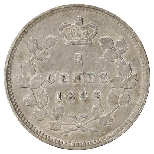 1892 Canada 5-cents Extra Fine (EF40) Scratched, marks, or impaired