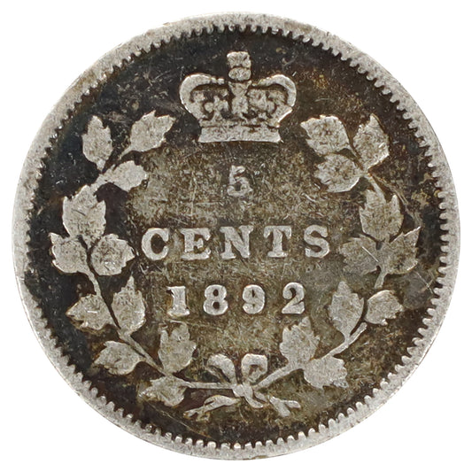 1892 Canada 5-cents VG-F (VG10) Scratched, marks, or impaired