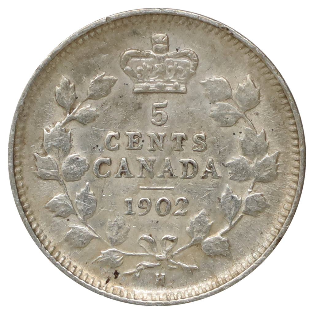 1902H Small H Canada 5-cents Fine (F12) Scatched, marks, or impaired
