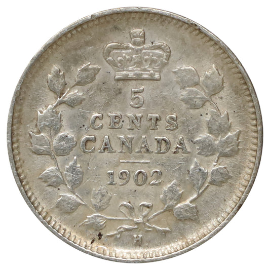 1902H Small H Canada 5-cents Fine (F12) Scatched, marks, or impaired