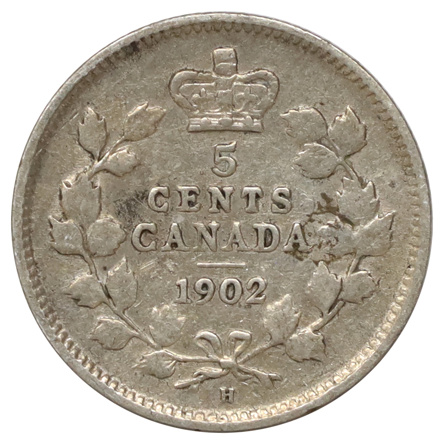 1902H Small H Canada 5-cents VG-F (VG10) Scratched, marks, or impaired