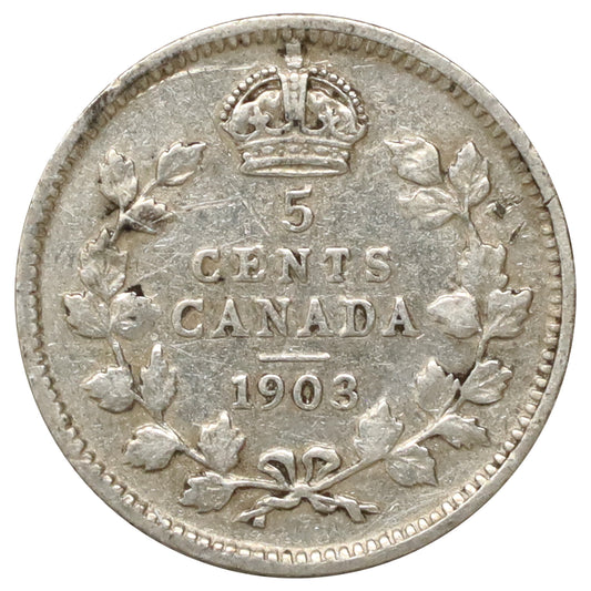 1903 Canada 5-cents Fine (F12) Scratched, marks, or impaired