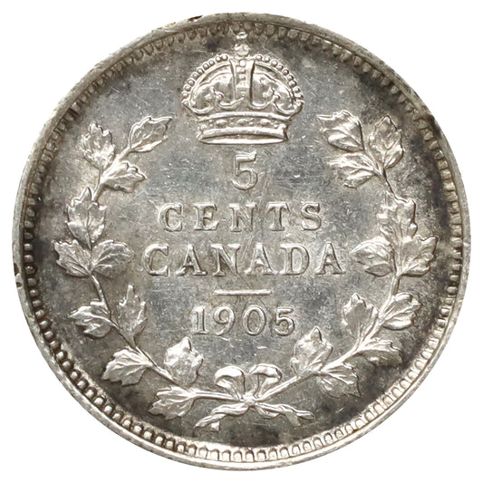 1905 Canada 5-cents AU-UNC (AU55) Scratched, marks, or impaired