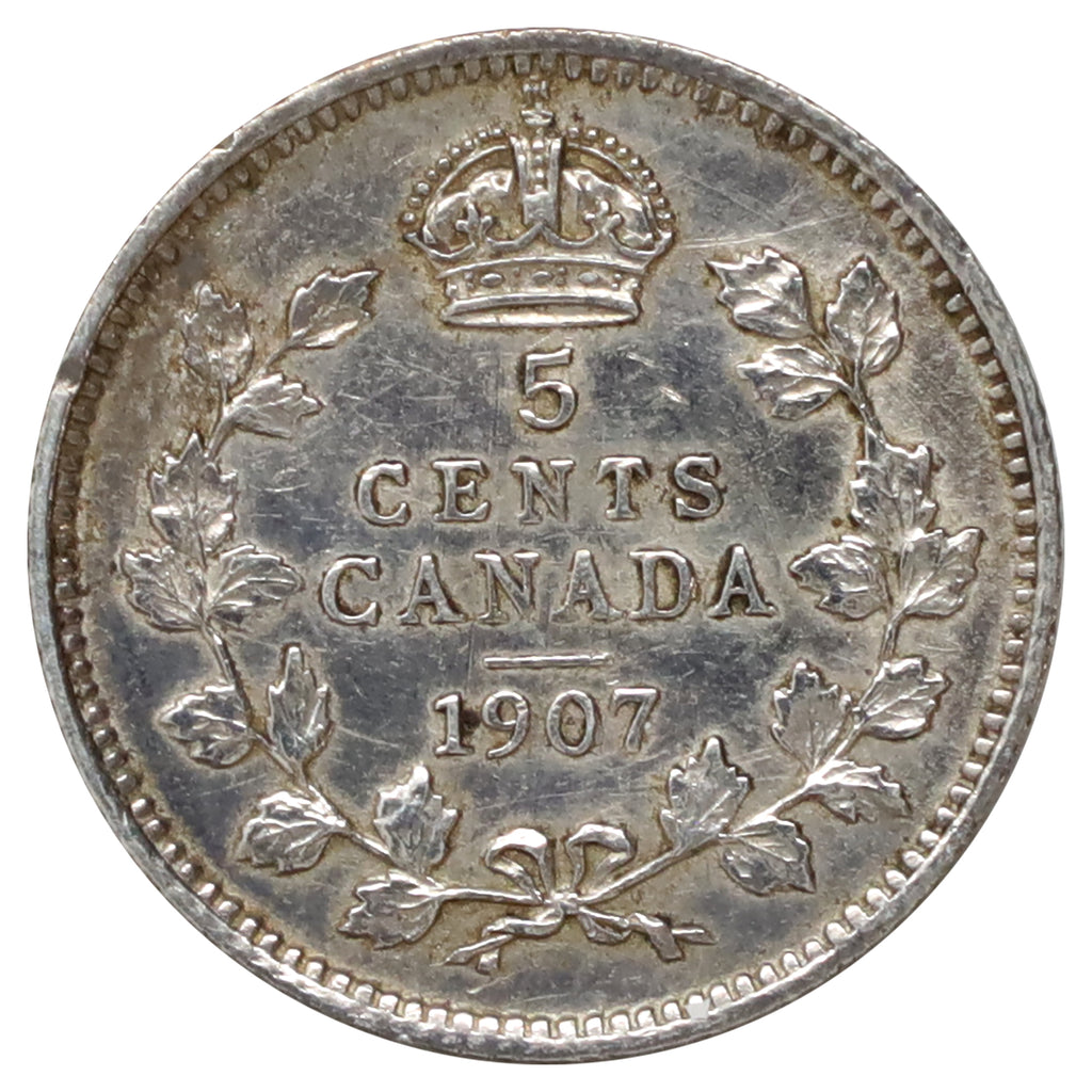 1907 Canada 5-cents AU-UNC (AU55) Scratched, marks, or impaired