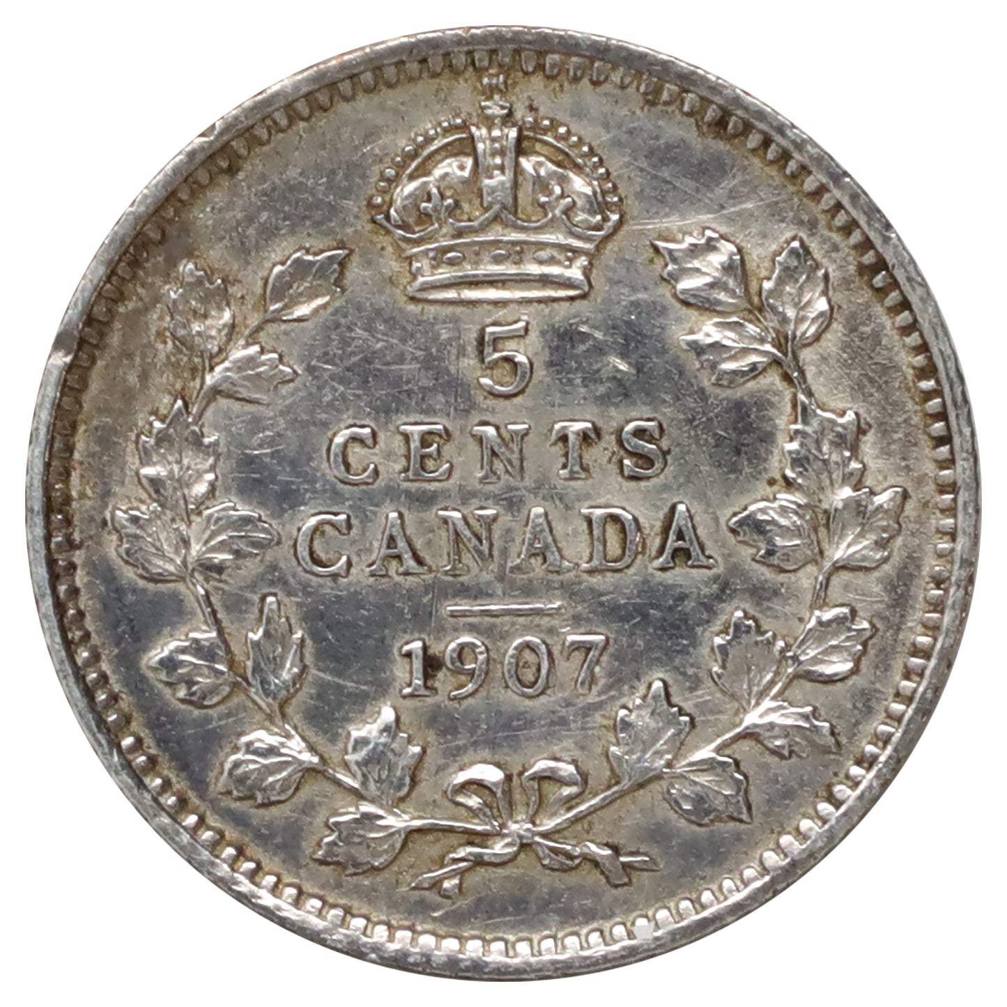 1907 Canada 5-cents AU-UNC (AU55) Scratched, marks, or impaired