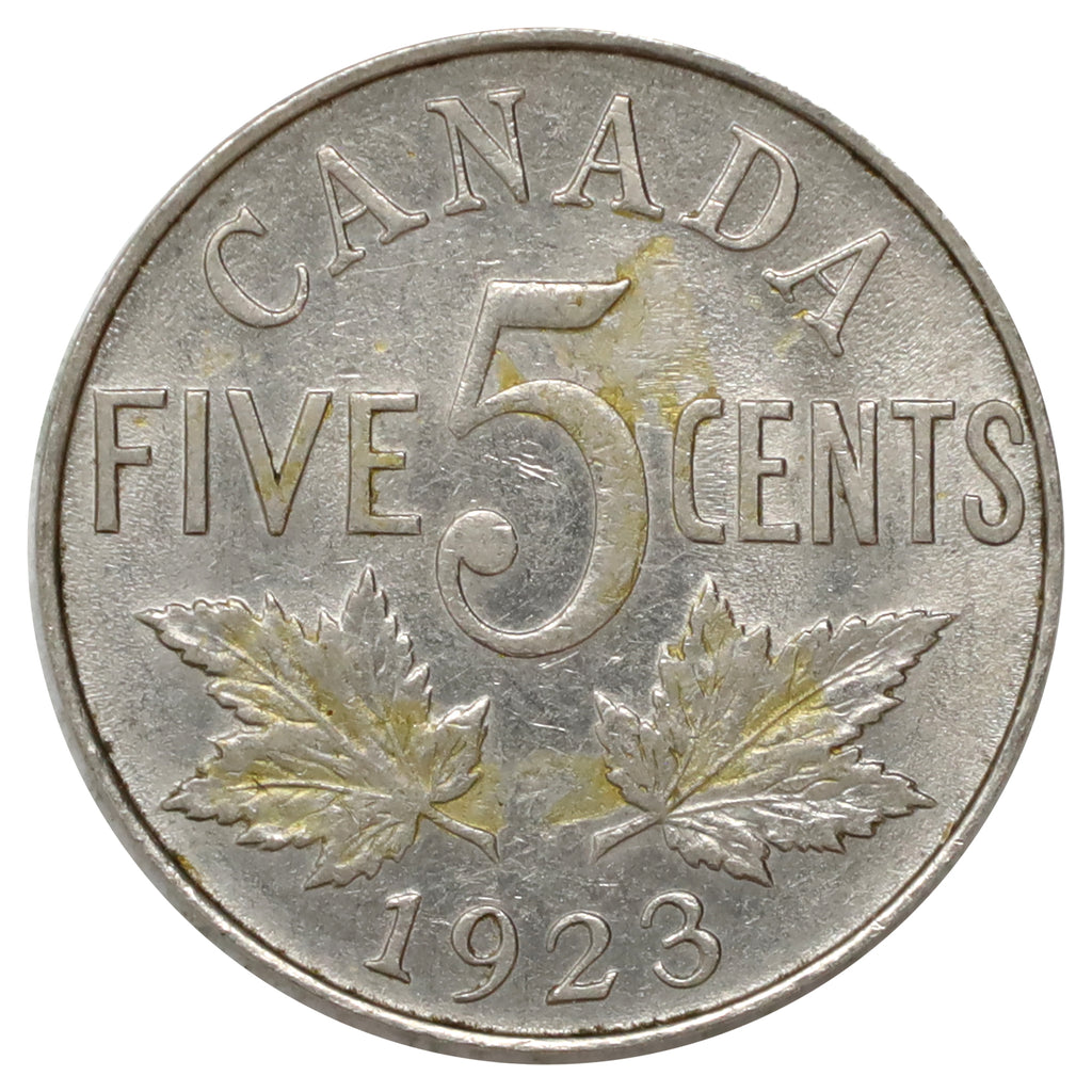 1923 Canada 5-cents EF-AU (EF45) Scratched, marks, or impaired