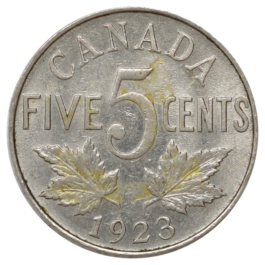 1923 Canada 5-cents EF-AU (EF45) Scratched, marks, or impaired