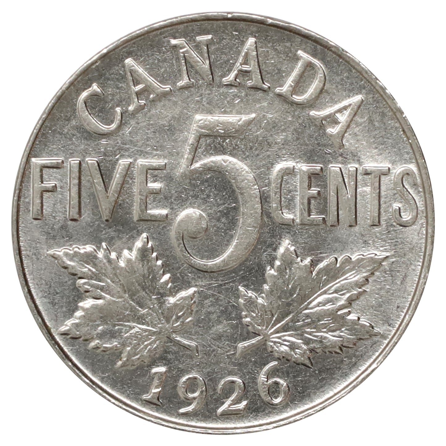 1926 Near 6 Canada 5-cents EF-AU (EF45) Scratched, marks, or impaired