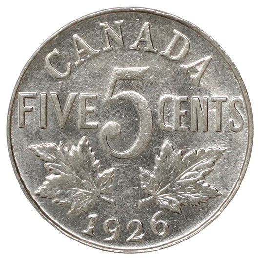 1926 Near 6 Canada 5-cents EF-AU (EF45) Scratched, marks, or impaired