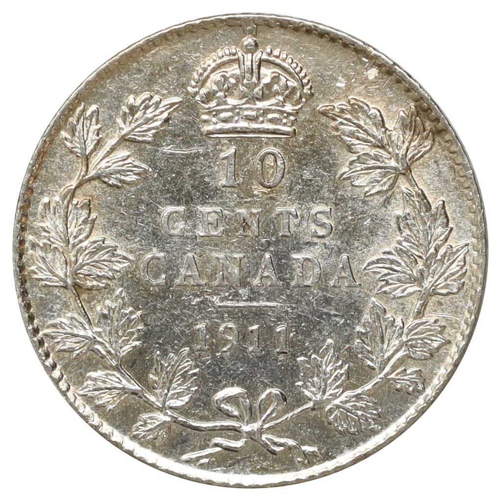 1911 Canada 10-cents EF-AU (EF45) Scratched, marks, or impaired