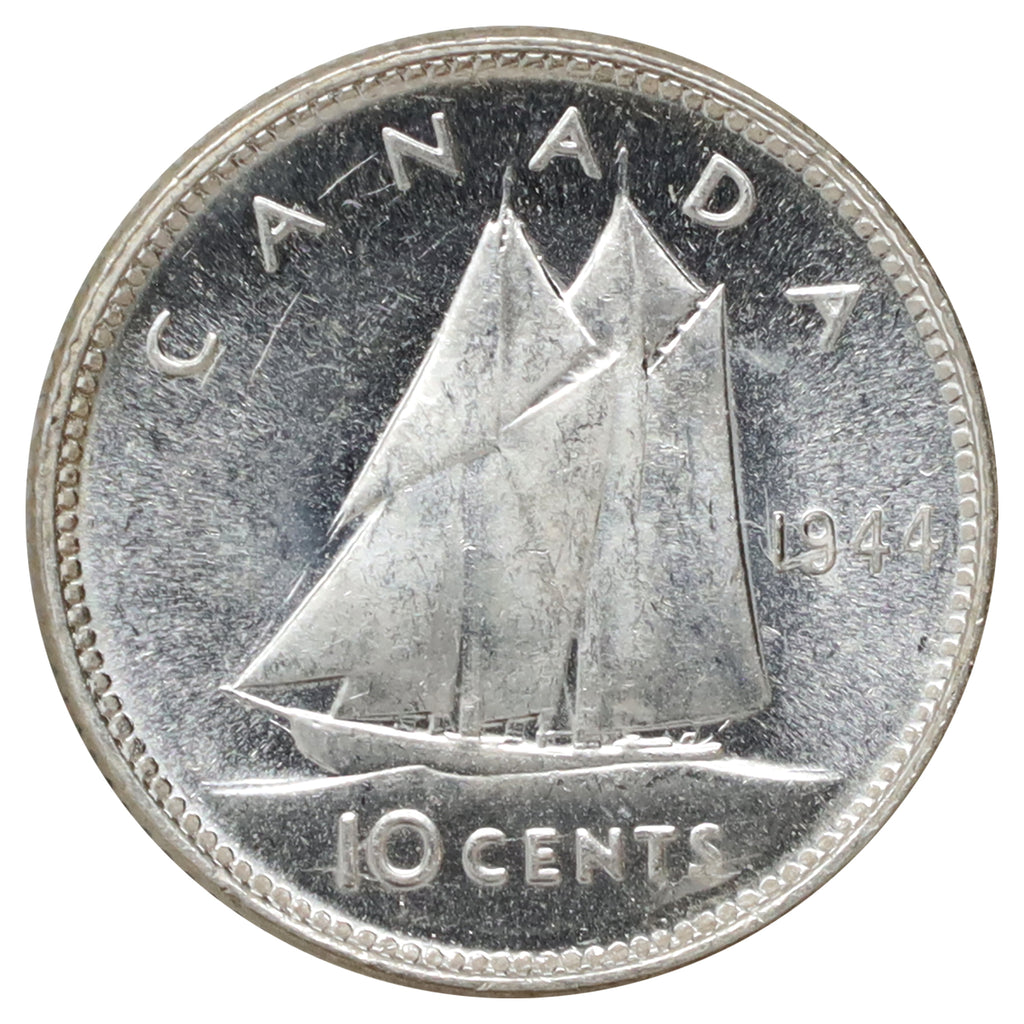1944 Canada 10-cents UNC+ (MS60) Scratched, marks, or impaired