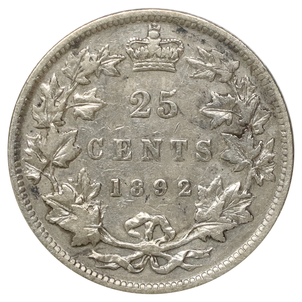 1892 Canada 25-cents Fine (F12) Scratched, marks, or impaired