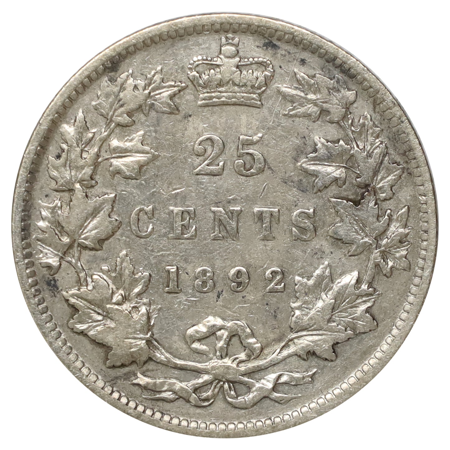 1892 Canada 25-cents Fine (F12) Scratched, marks, or impaired