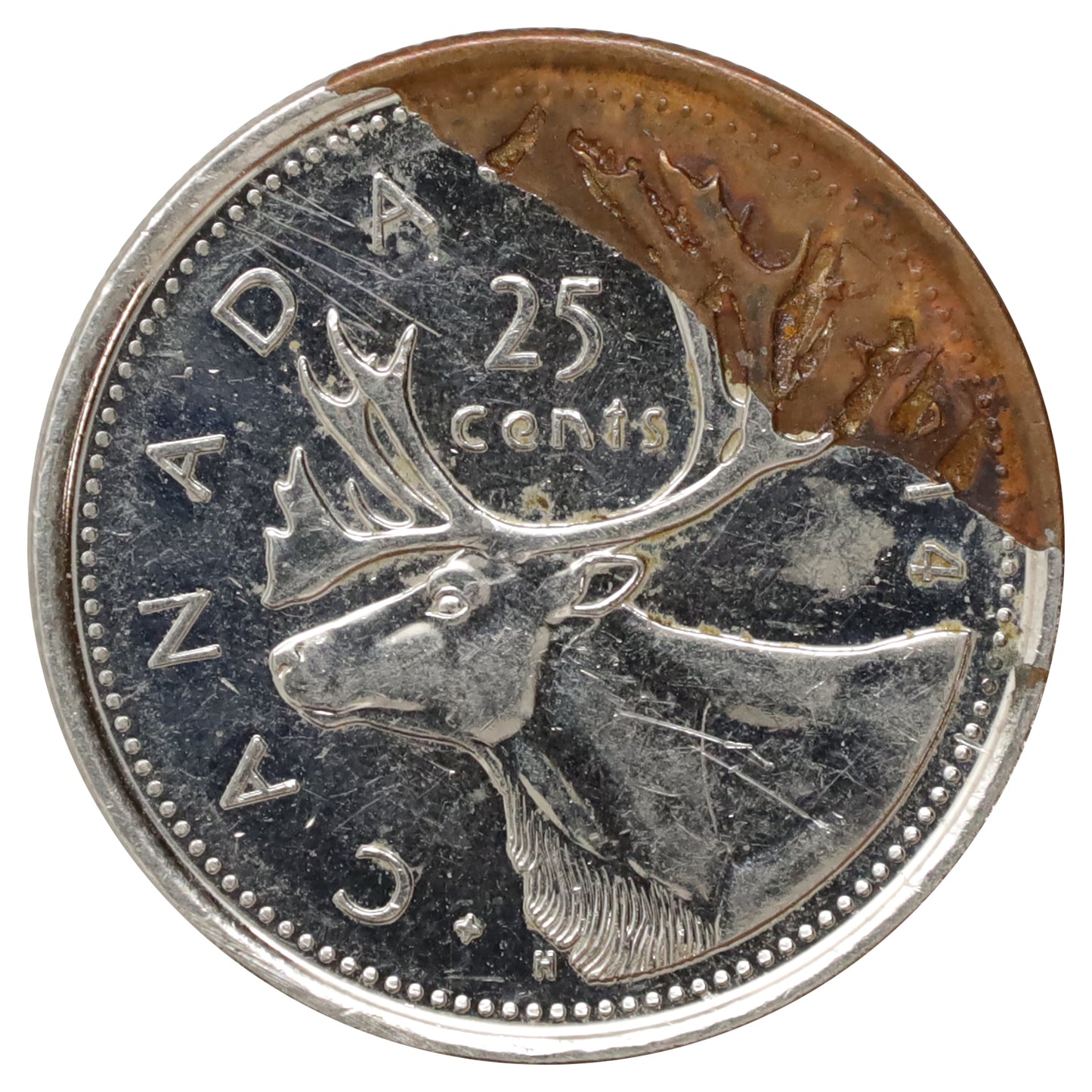 ERROR 2014 Canada 25-cents Plate Loss