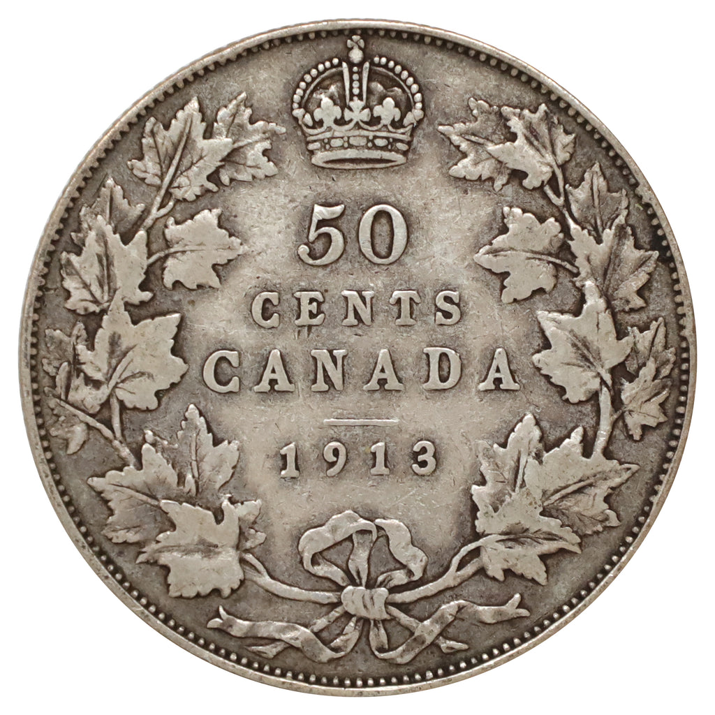 1913 Canada 50-cents F-VF (F15) Scratched, marks, or impaired
