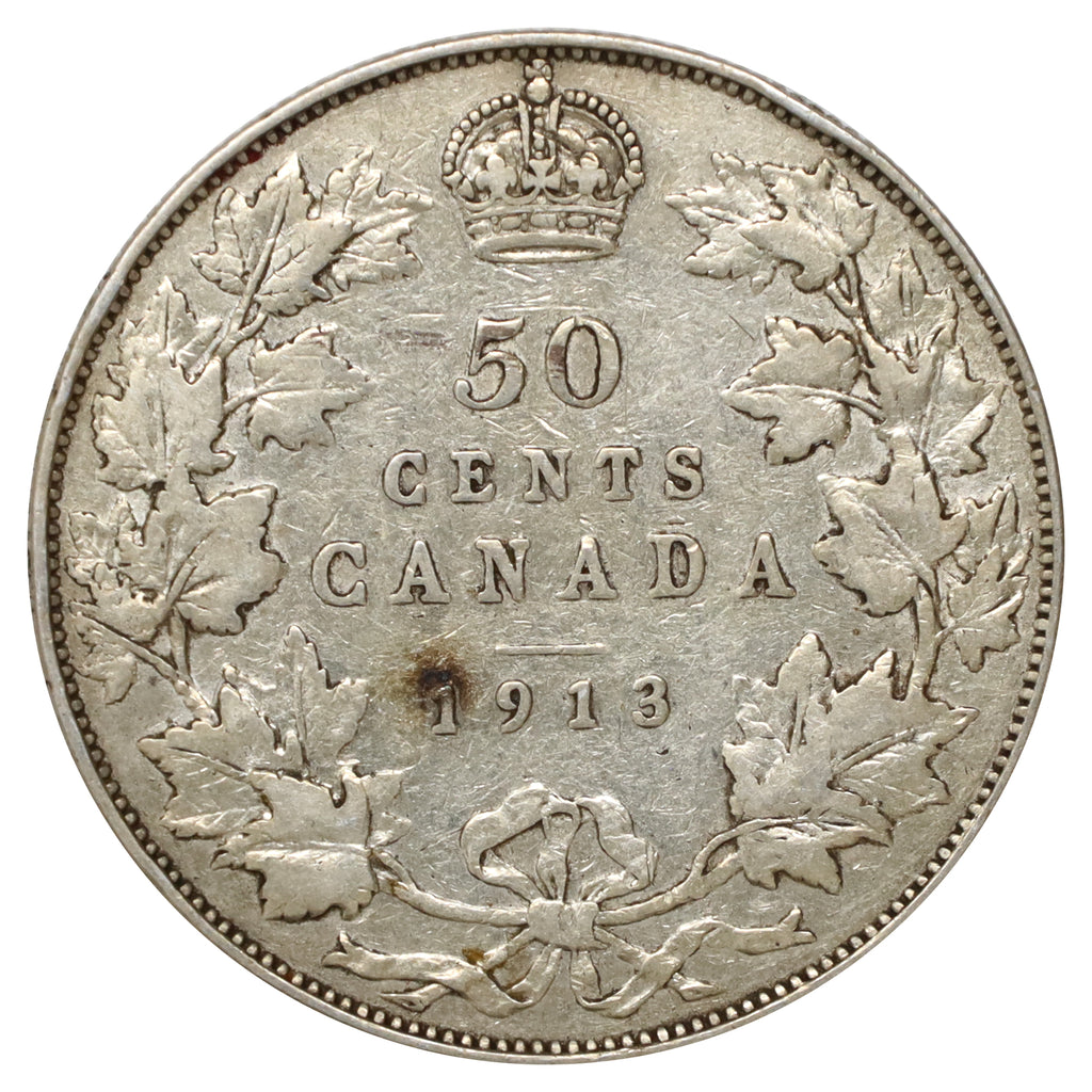 1913 Canada 50-cents Fine (F12) Scratched, marks, or impaired