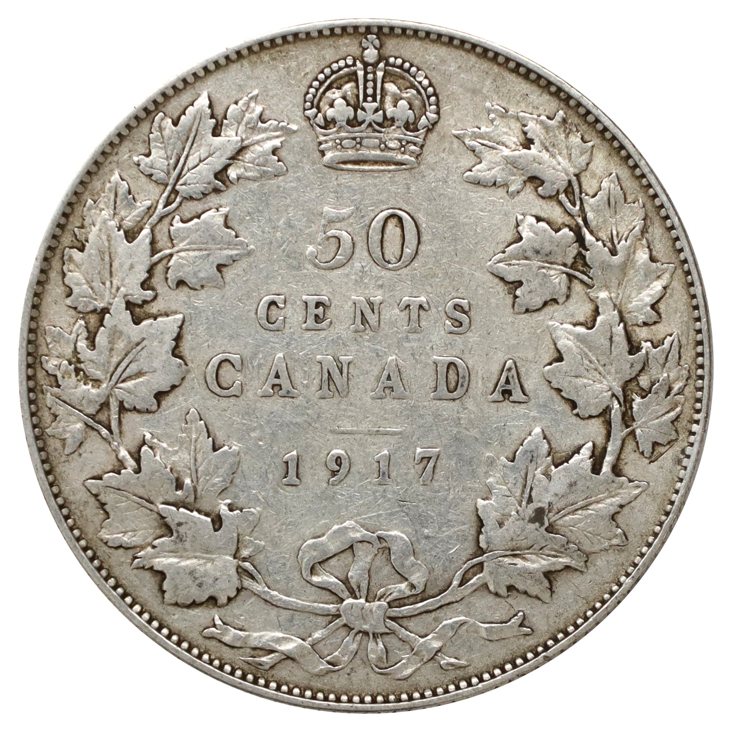 1917 Canada 50-cents F-VF (F15) Scratched, marks, or impaired