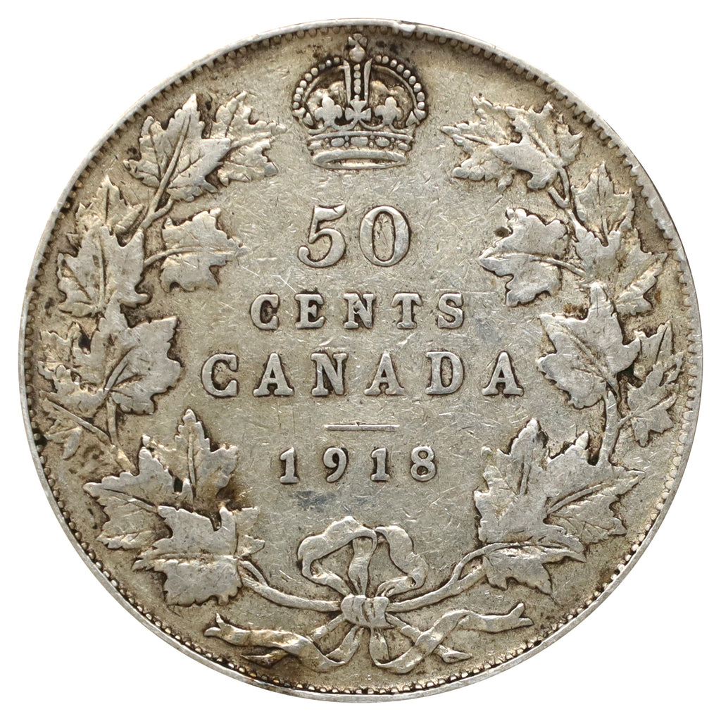 1918 Canada 50-cents Fine (F12) Scratched, marks, or impaired