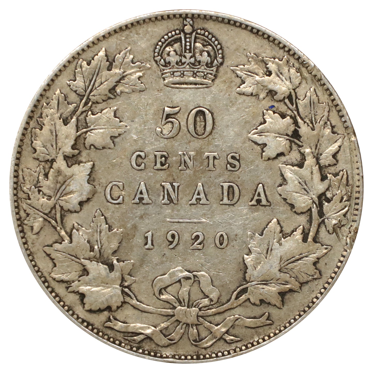 1920 Small 0 Canada 50-cents F-VF (F15) Scratched, marks, or impaired