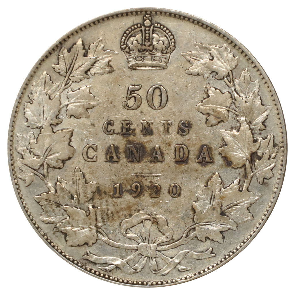 1920 Large 0 Canada 50-cents VG-F (VG10) Scratched, marks, or impaired