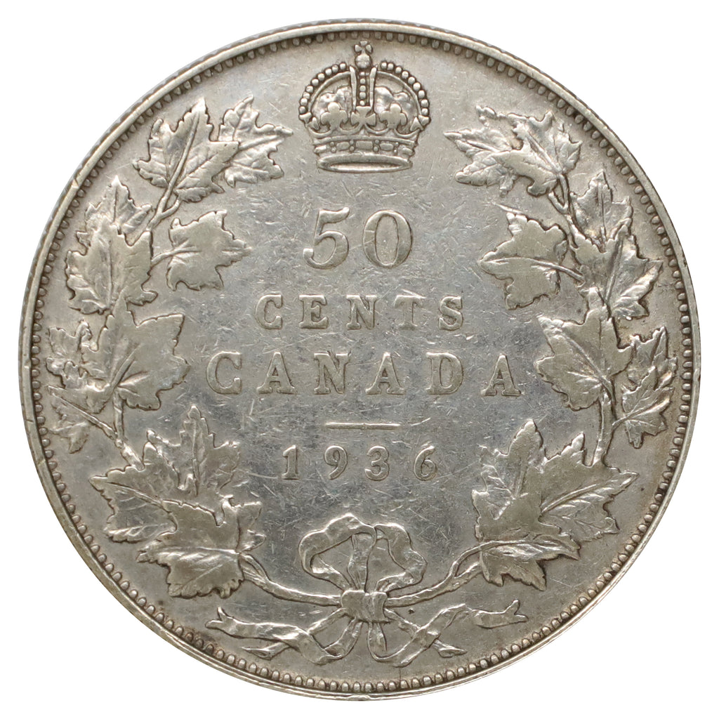 1936 Canada 50-cents F-VF (F15) Scratched, marks, or impaired