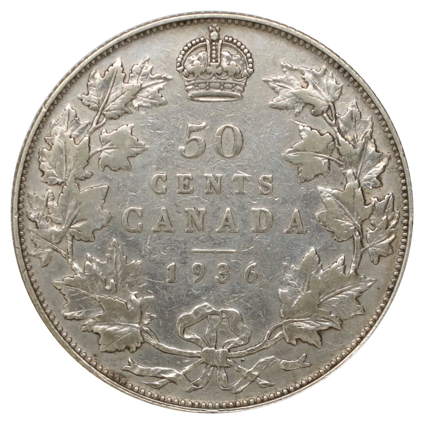 1936 Canada 50-cents F-VF (F15) Scratched, marks, or impaired