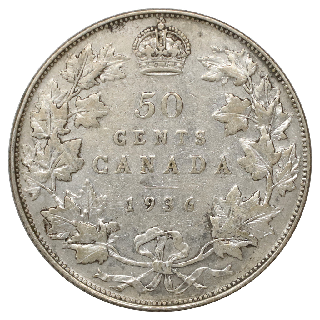 1936 Canada 50-cents Fine (F12) Scratched, marks, or impaired