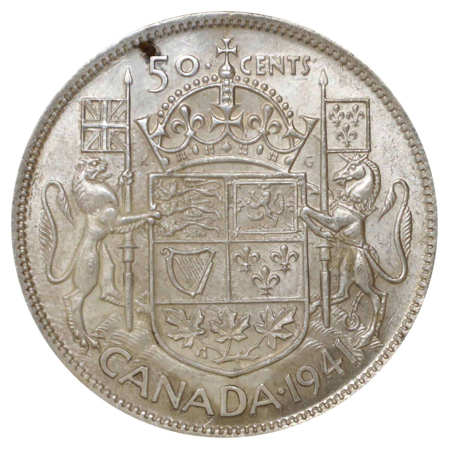 1941 Canada 50-cents UNC+ (MS62) Scratched, marks, or impaired