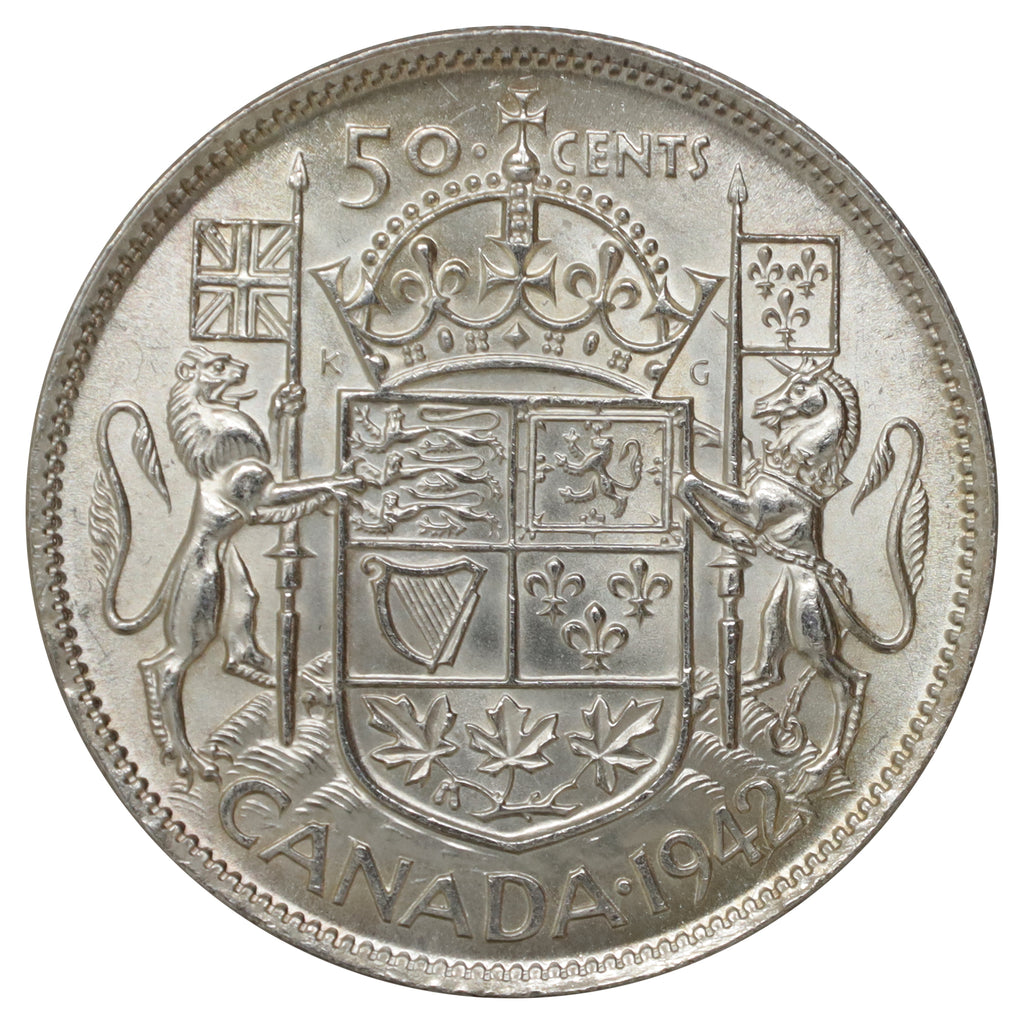 1942 Canada 50-cents Brilliant Uncirculated (MS63) Scratched, marks, or impaired