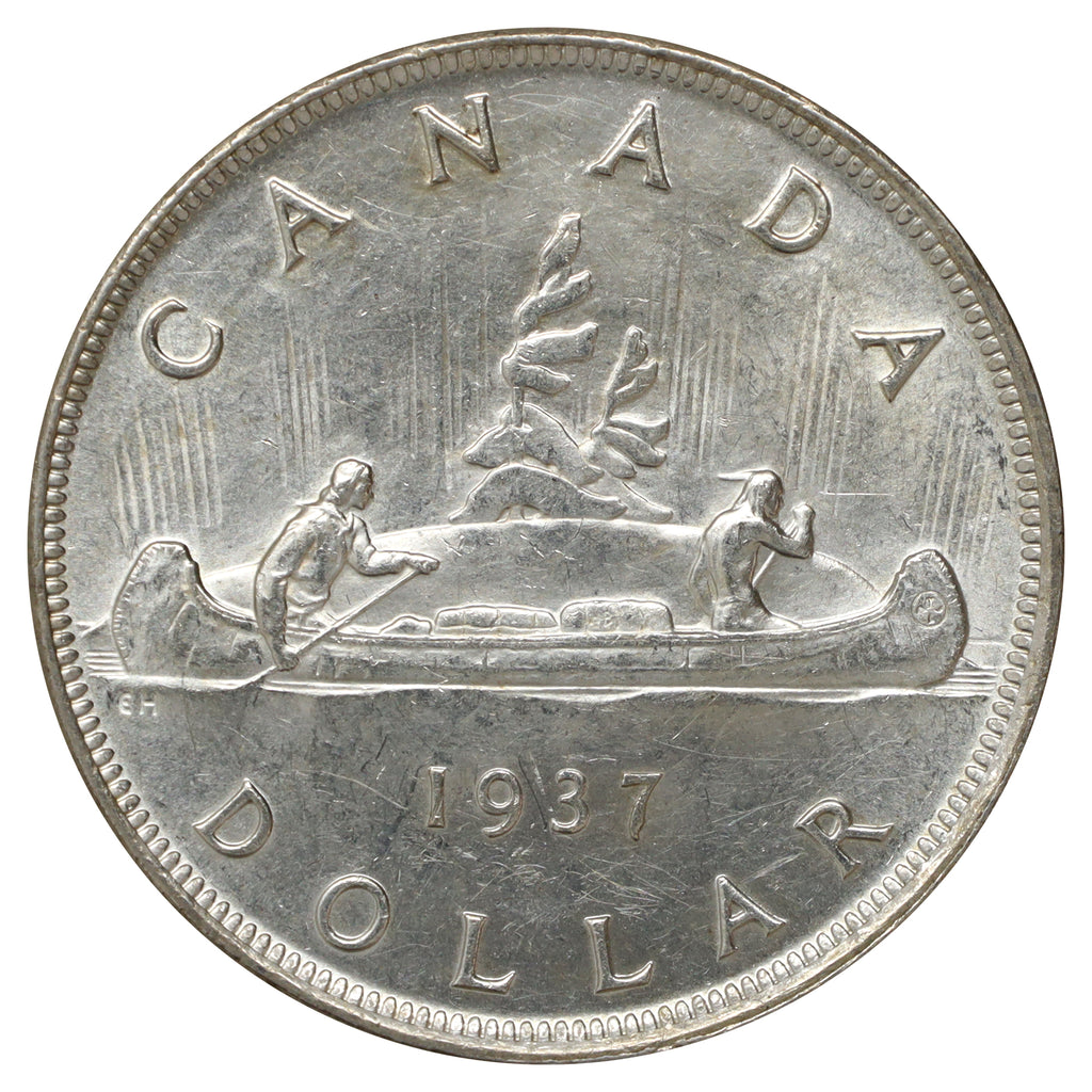 1937 Canada Dollar Uncirculated (MS60) Scratched, marks, or impaired