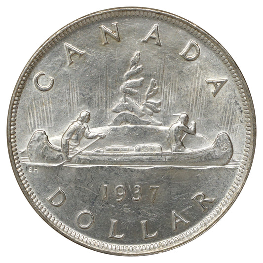 1937 Canada Dollar Uncirculated (MS60) Scratched, marks, or impaired
