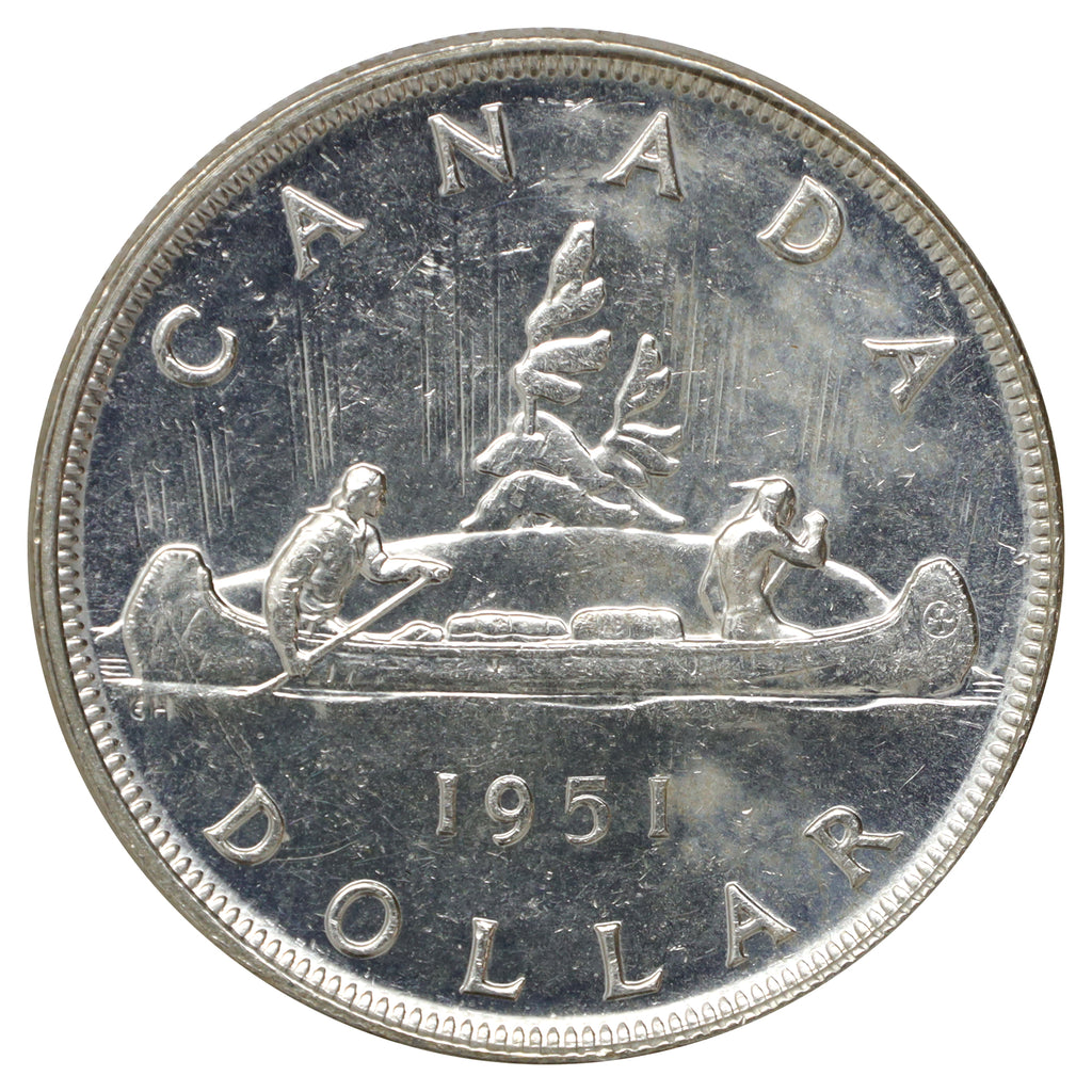 1951 SWL Canada Dollar Uncirculated (MS64) Scratched, marks, or impaired