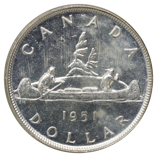 1951 SWL Canada Dollar Uncirculated (MS64) Scratched, marks, or impaired