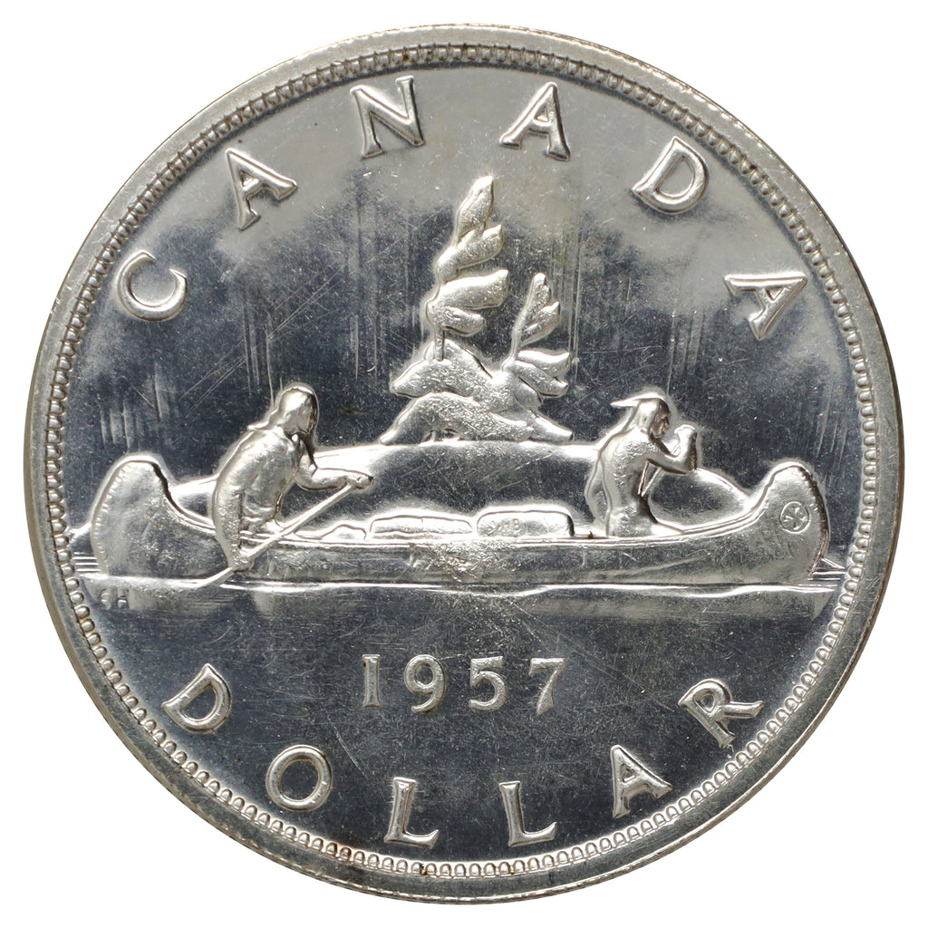 1957 Canada Dollar Proof Like (Scratched, marks, or impaired)