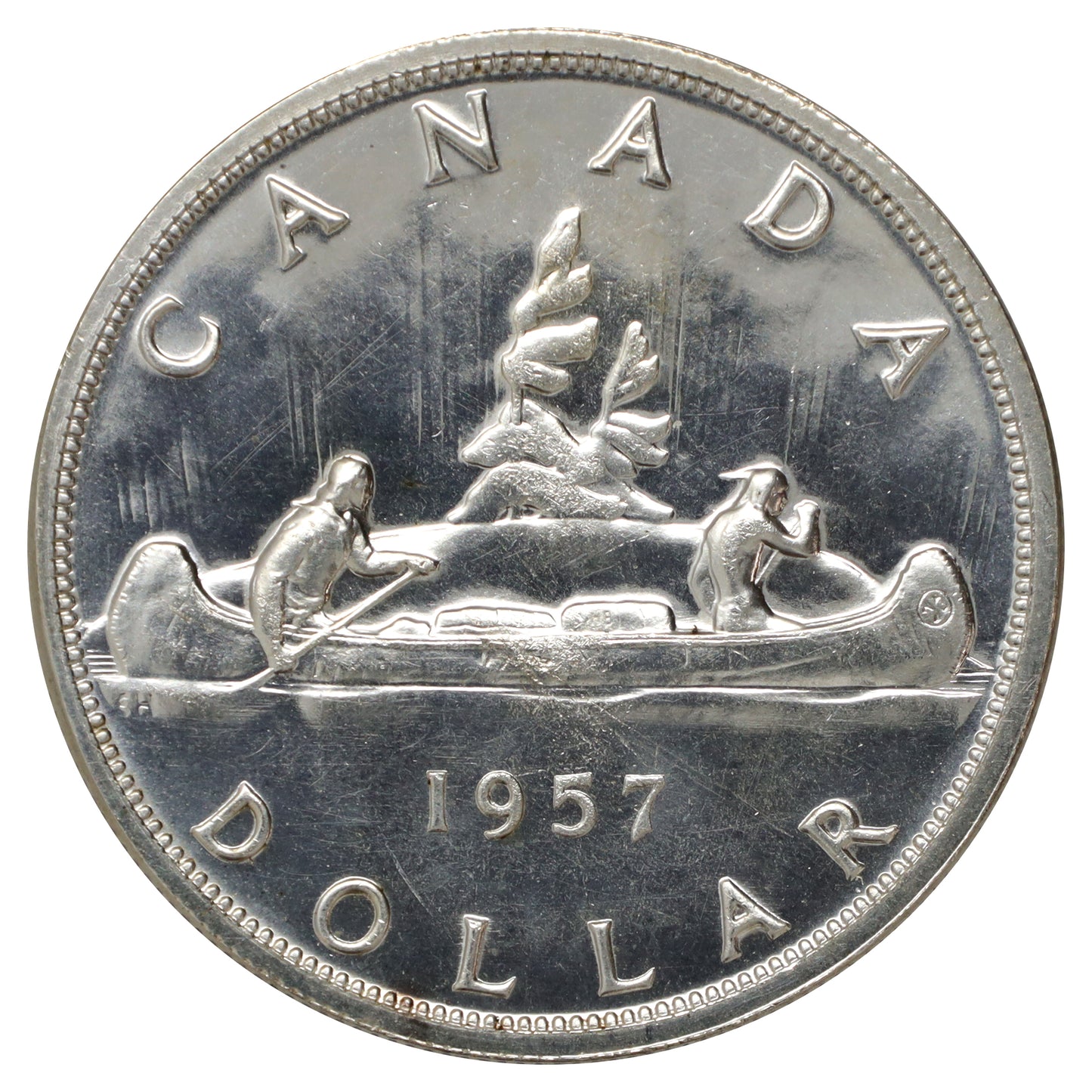 1957 Canada Dollar Proof Like (Scratched, marks, or impaired)
