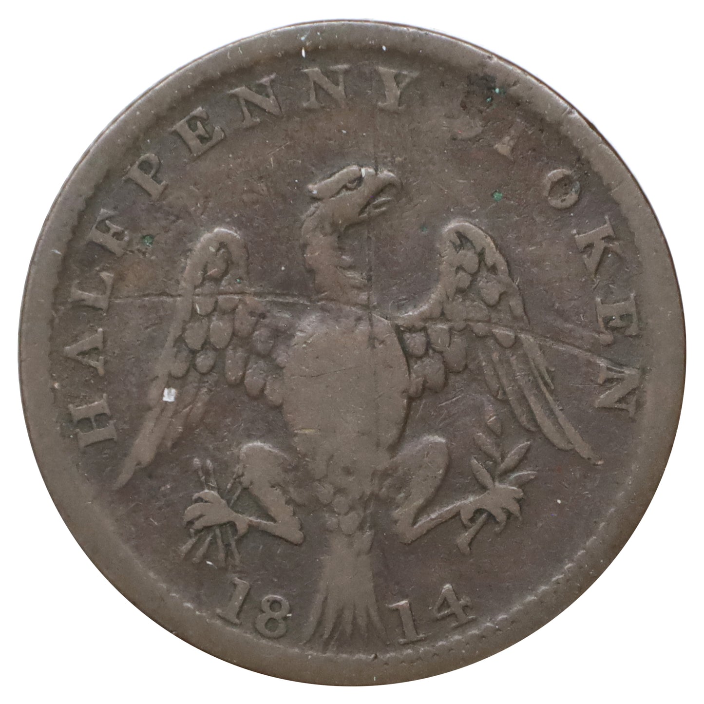LC-54C1 1814 Lower Canada Spread Eagle Large Shield Halfpenny Token Fine (F12) Impaired