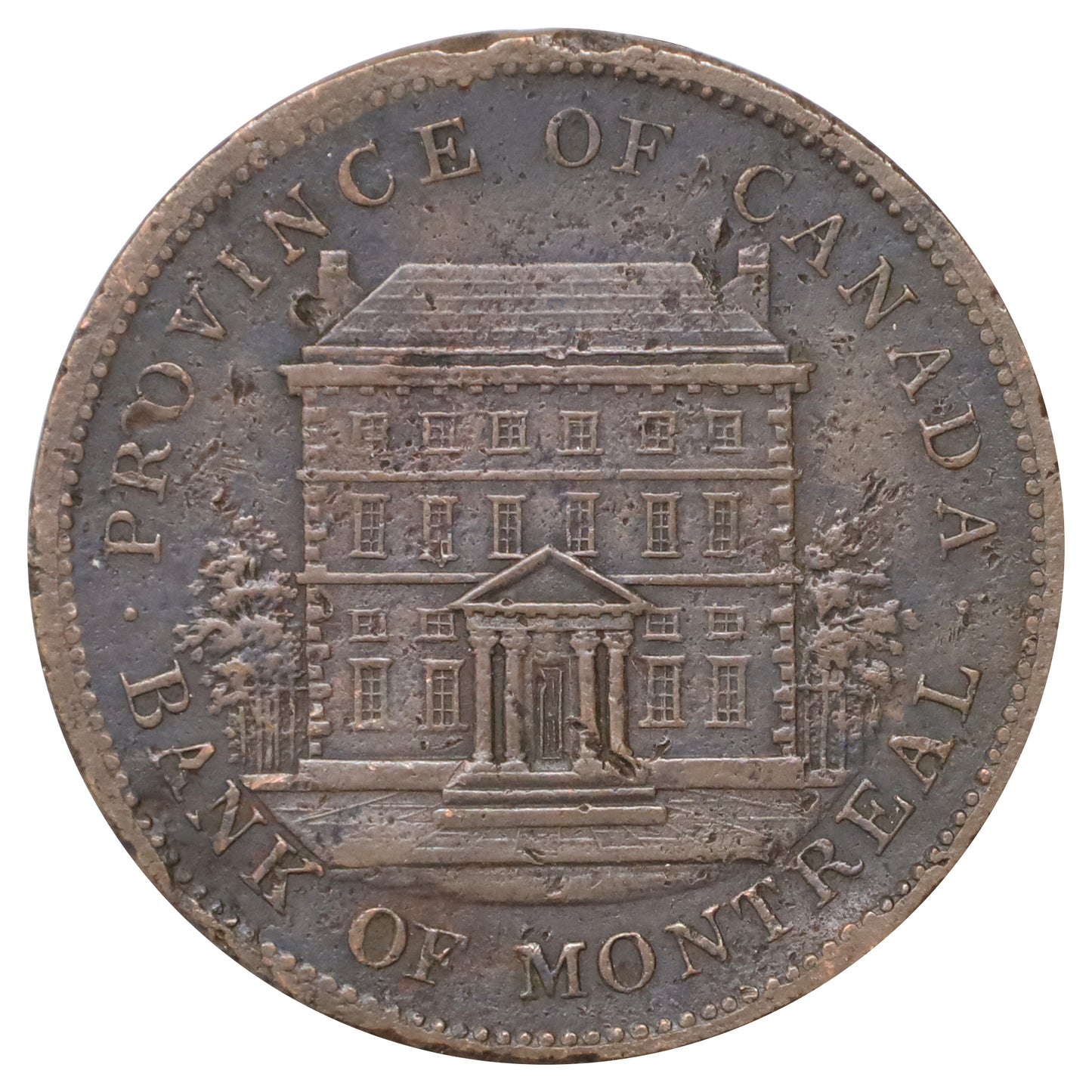 PC-2B 1842 Province of Canada Bank of Montreal Penny Token Very Fine (VF20) Impaired