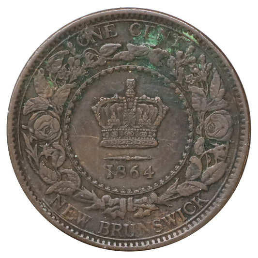 1864 Tall 6 New Brunswick 1-cent Extra Fine (EF40) Scratched, marks, or impaired
