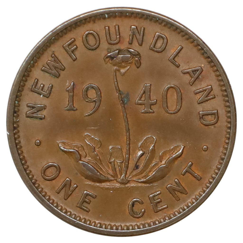 1940 Newfoundland 1-cent Almost Uncirculated (AU50) Scratched, marks, or impaired