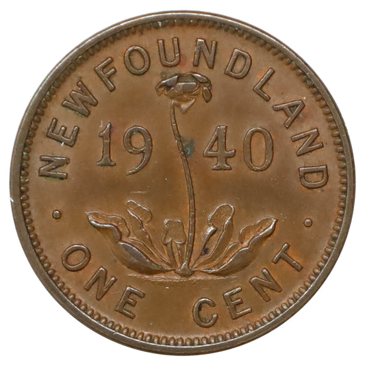 1940 Newfoundland 1-cent Almost Uncirculated (AU50) Scratched, marks, or impaired